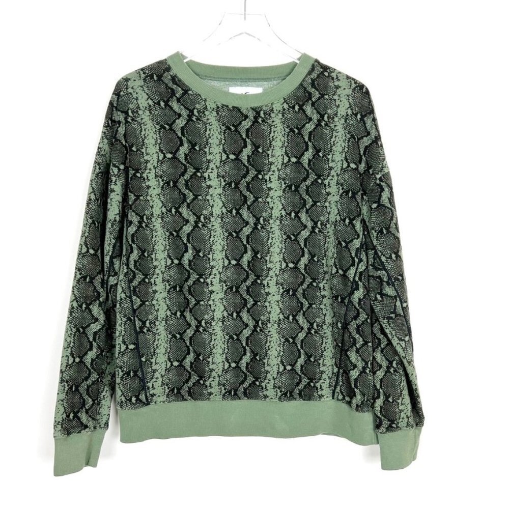 Hollister Snakeskin Print Sweatshirt Women's Size S Green Black Crewneck